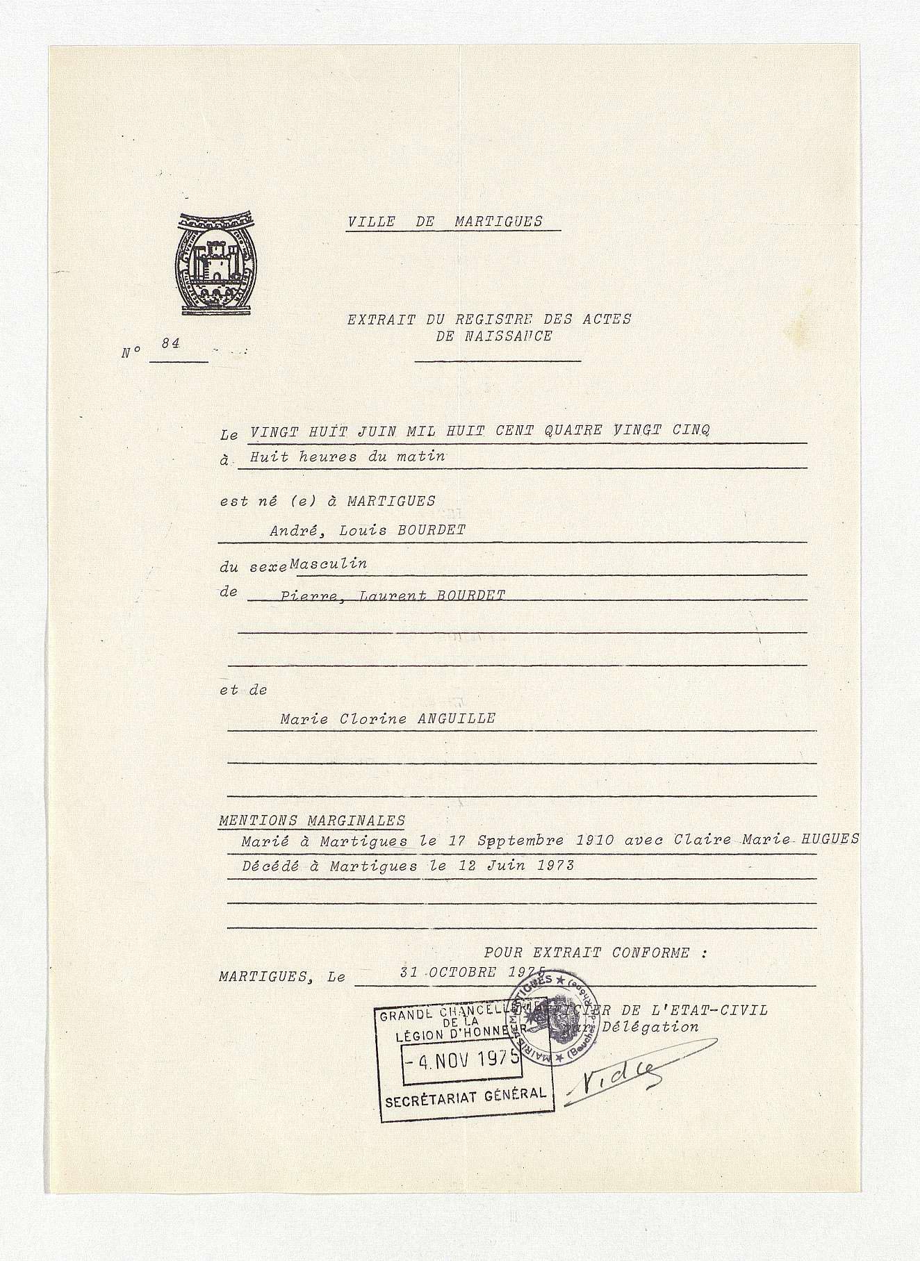 Bourdet Andre Louis Legion D Honneur Base De Donnees Leonore